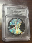 2025 American Silver Eagle in Black Ruthenium Eagle Privy ICG BU Scruffy Slab