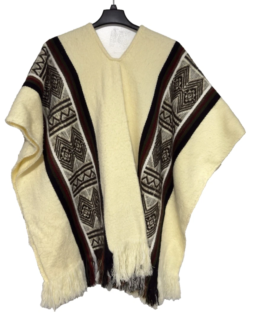 Inca Imports 100% Acrylic Poncho One Size Hand Made in Ecuador V neck Fringed