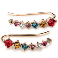 Silver Rose Gold Plated Cubic Zircon Climber Wrap Cuff Earrings