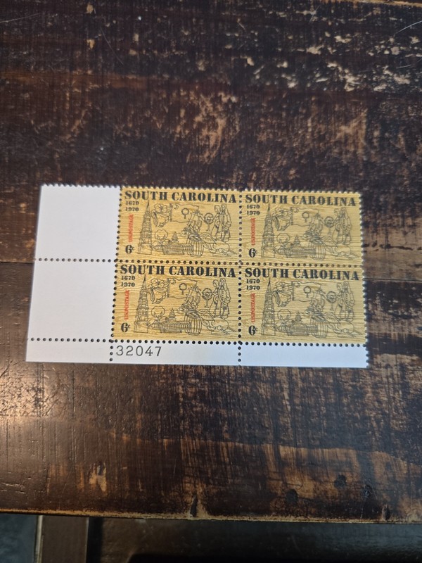 Scott #1407. 1970 6c South Carolina Tercentenary Plate Block #32047. MNH