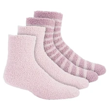 CHARTER CLUB Women's 2-Pack Fuzzy Butter Socks One Size Pink Purple Striped