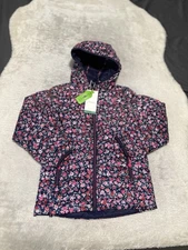 New Joules Girls Packable Puffer Jacket 9 Years Old - Blue Floral Full Zip