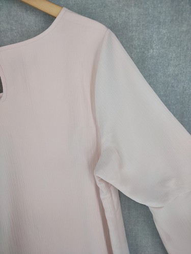 Camicetta H by Halston donna grande rosa manica a campana buco della serratura top in chiffon a strati - Foto 12 di 23