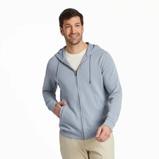 Life Is Good Solid French Terry Zip Hoodie Men's Sweatshirt, Inkwell Blue, Mediu