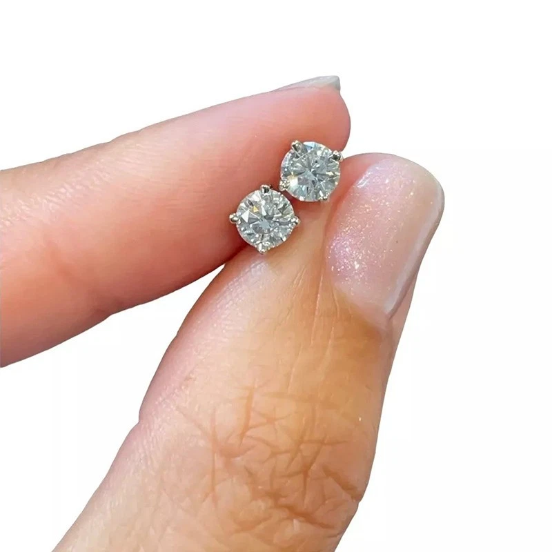 Klassisch 1Kt Rund Brillant Diamant Ohrstecker Ohrringe Solitär Weißgold-Finish - Bild 4 von 4