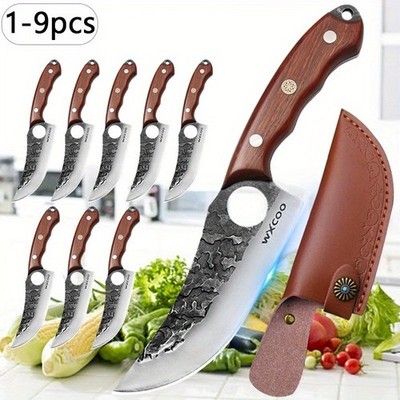 1-9PCS Professional Chef Knife Meat Cleaver Multipurpose Cooking Knife Set