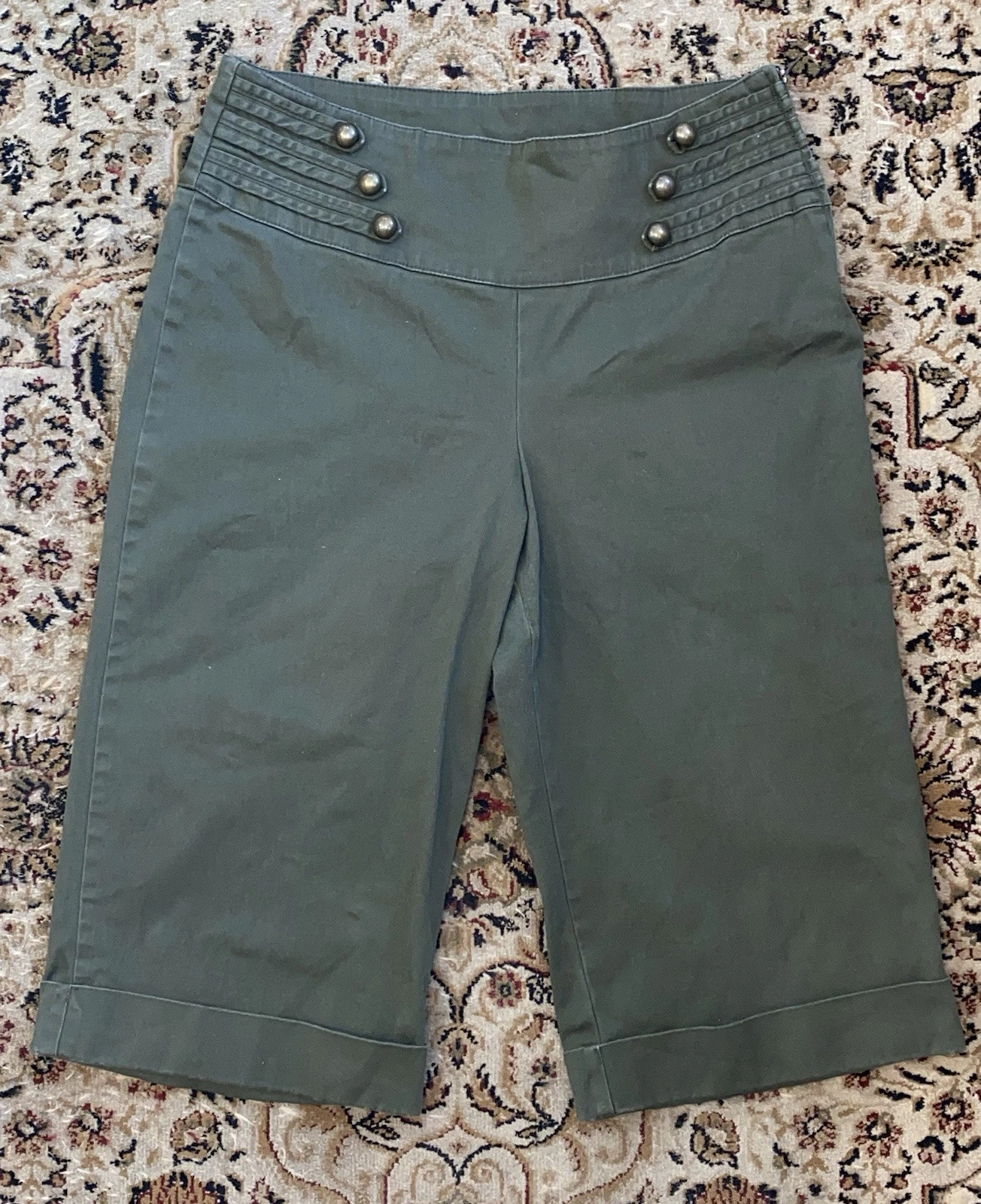 VG Madison Capri Pants Womens XL Green Olive Pull On Straight 31x16 Made In USA