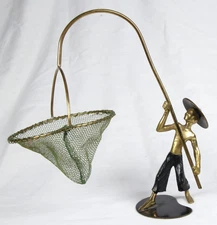 Vienna Bronze Sculpture Richard Rohac or Hagenauer Chinese Fishing Net 1950's