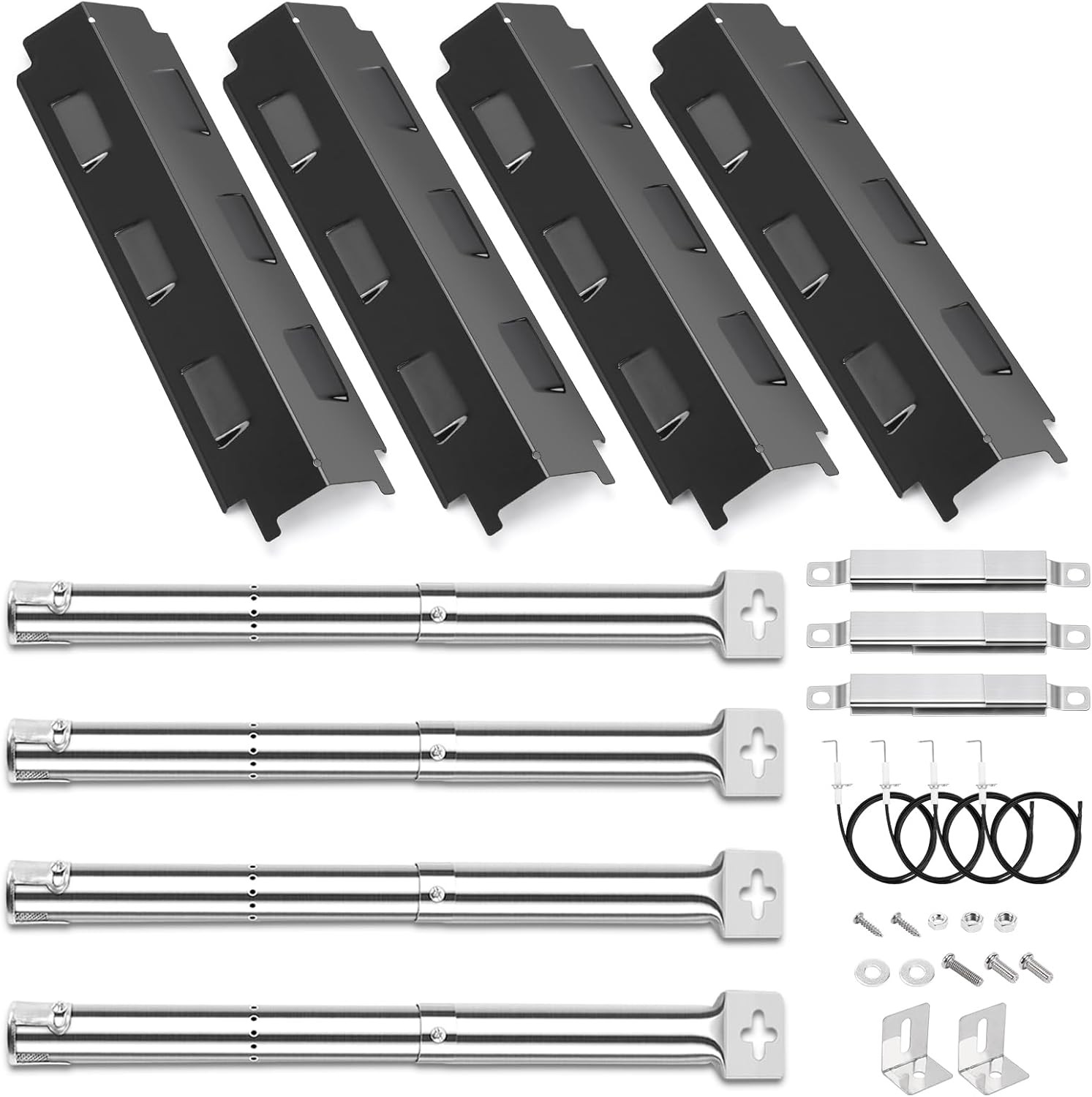 GFTIME Brennerabdeckung + Brenner Set 37 cm Ersatz für Char-Broil Gas2Coal 220/3