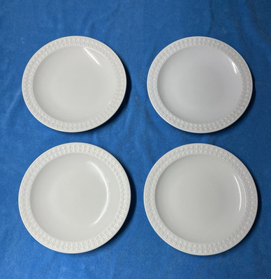 4 White Corning Centura Embossed Tulips Salad Plates 8'' MCM