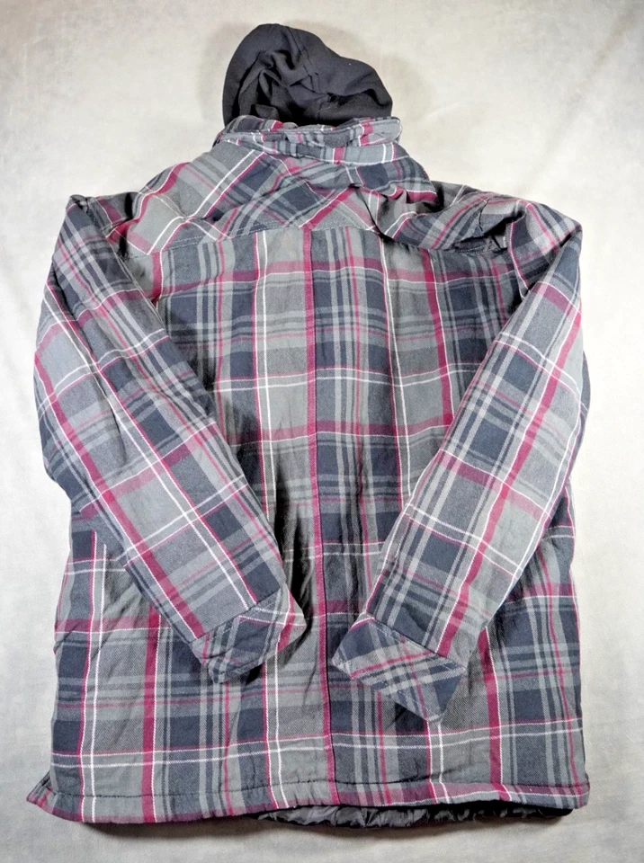 Dickies Plaid Hooded Full Zip Snaps Shirt/Jacket Mens XXL Pockets Quilted Liner - Image 2 of 4