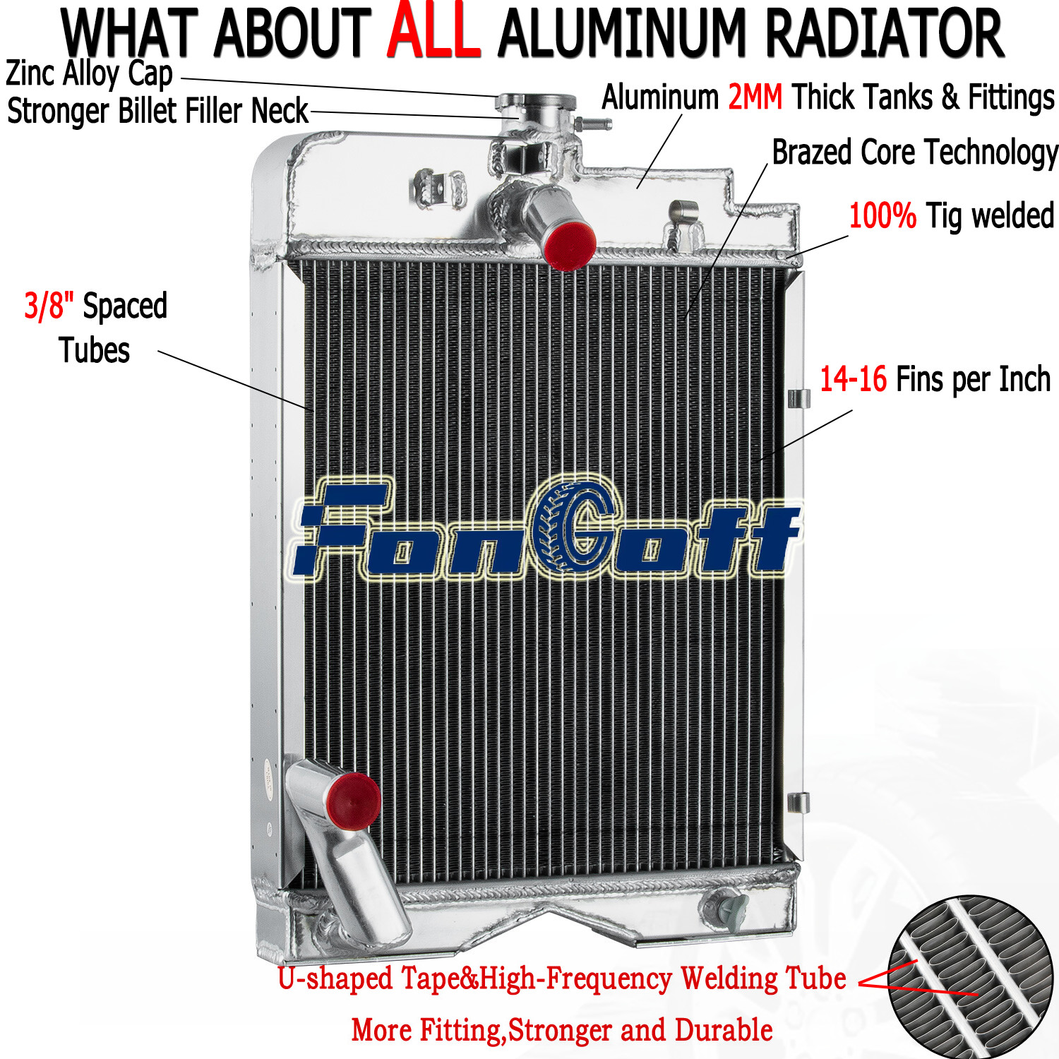 #186830M91 3 Rows Radiator For Massey Ferguson 202 TO35 35 TURF 35 UTILITY MT