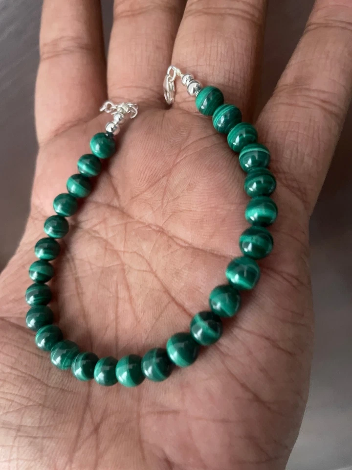 Малахит драгоценных камней бисер 925 пробы браслет ювелирных изделий подарок для нее k7 - Изображение 2 из 4