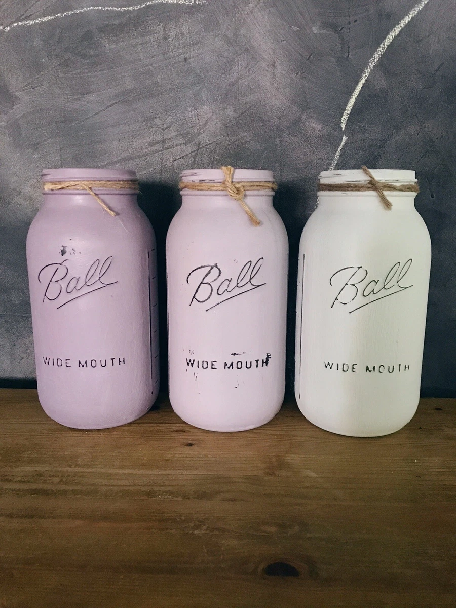 Quart Size Ball Mason Jar. Chalk Painted in Old White. Weddings And Home  Decor | eBay