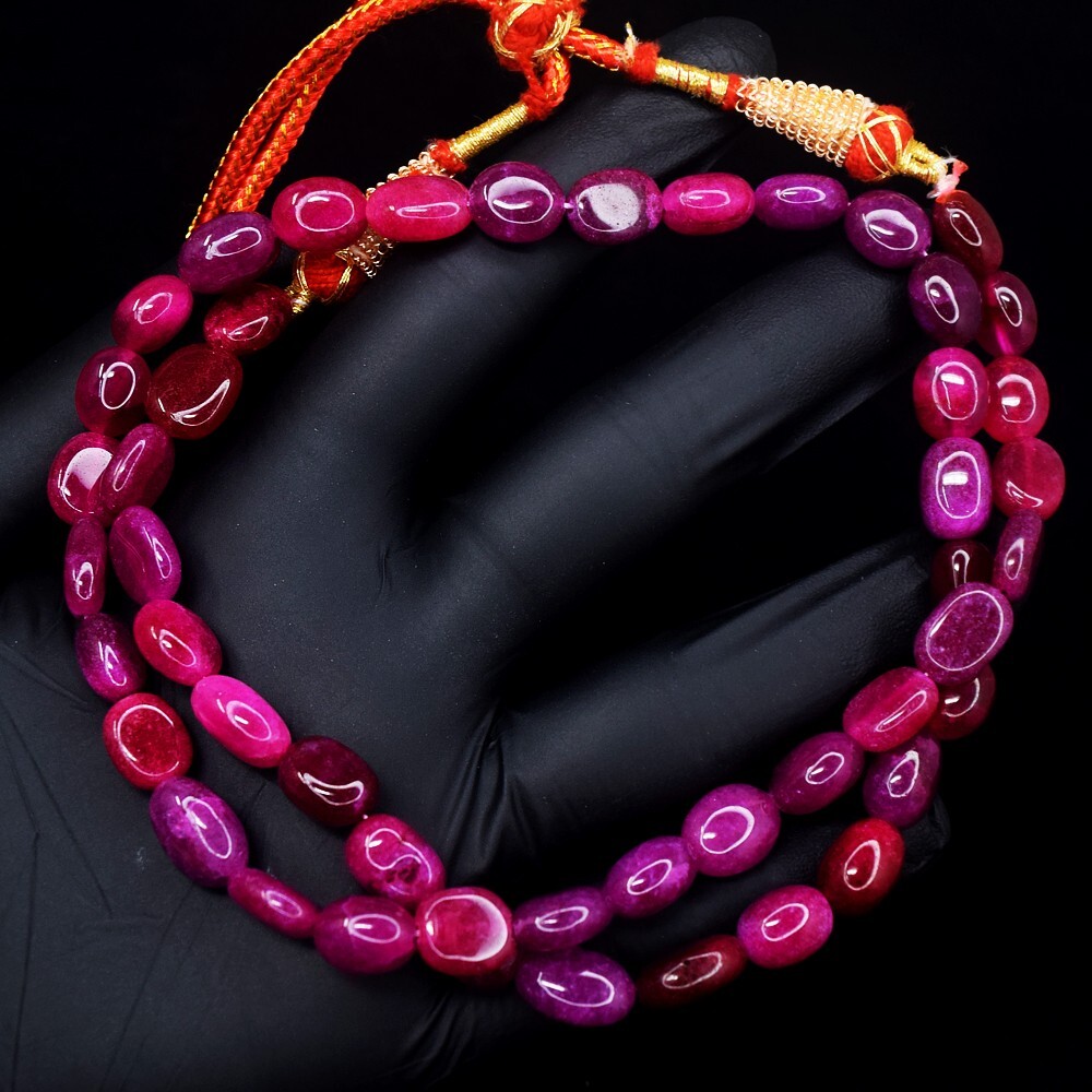 223.00 Cts Dazzling Enhanced Pink Ruby Necklace Beautiful
