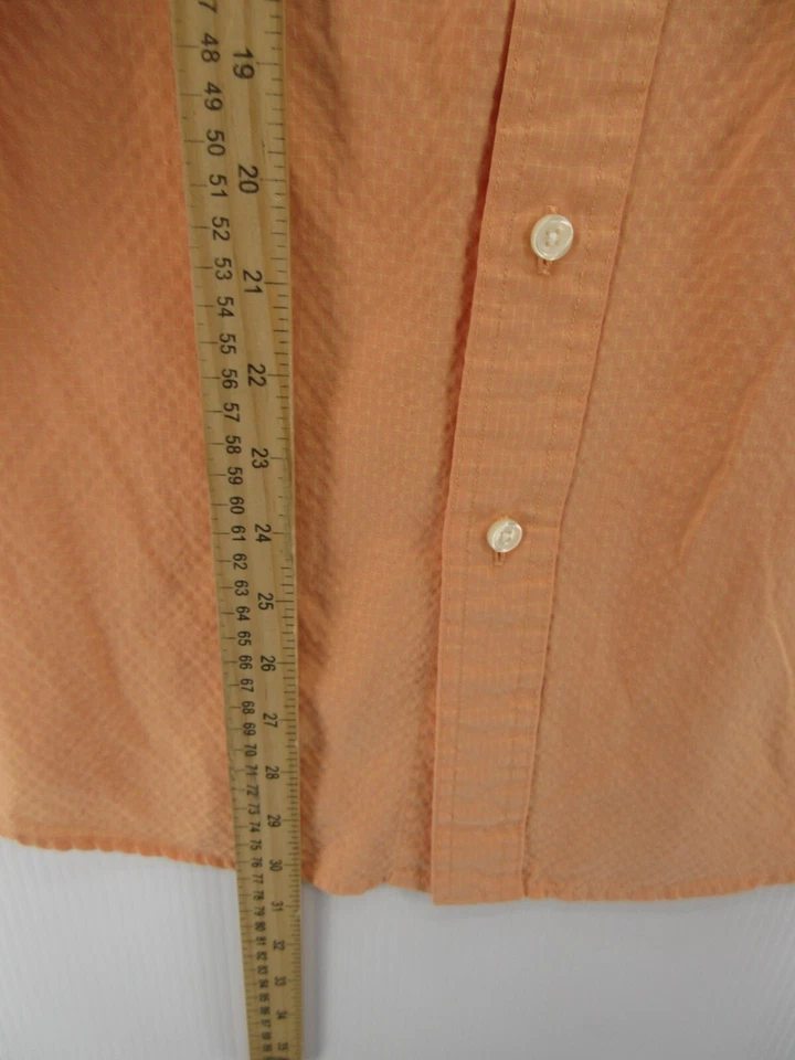 Camisa de Viaje Smith Hombres Mediana Naranja Abotonada Campo Banda Cuello Senderismo Cuadros Foto 4 de 4