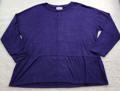 Liz Claiborne Top 2XL Petite Purple Flowy Loose Fit Rayon Stretch Stitch Seams