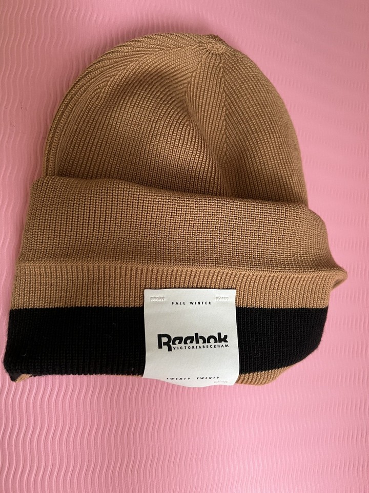 Reebok Victoria Beckham Cashmere silk wool blend hat in nude black | eBay