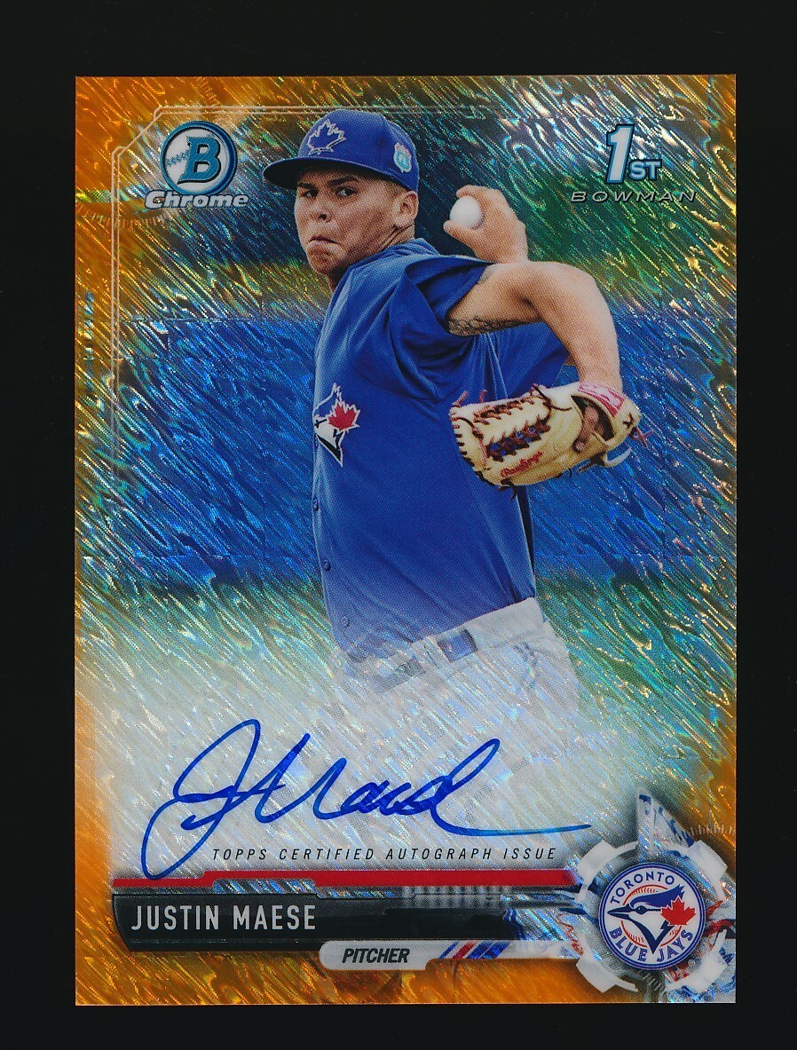 2017 Bowman Chrome Prospect Orange Shimmer Refractor /25 Justin