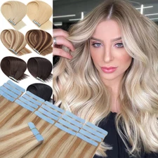 CLEARANCE Tape In Real Remy Human Soft Hair Extensions Skin Weft Highlight US