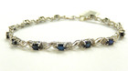 Sapphire & Diamond Tennis 7” Bracelet Stamped 10K White Gold Natural Blue
