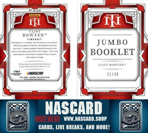 2024 National Treasures Jumbo Firesuit Booklet Clint Bowyer /25 - Picture 2 of 2