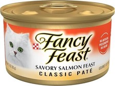 Purina Fancy Feast Salmon Feast Classic Grain Free Pate Wet Cat Food, 3 oz Cans,