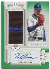 2020 Topps Definitive TOM GLAVINE Patch Auto /10 Green