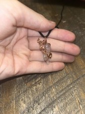 Clear Quartz Copper Wire Wrapped Pendant Necklace