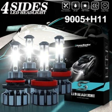 4x 9005+H11 LED Headlight Combo High Low Beam Bulbs Kit Super White Bright Lamps