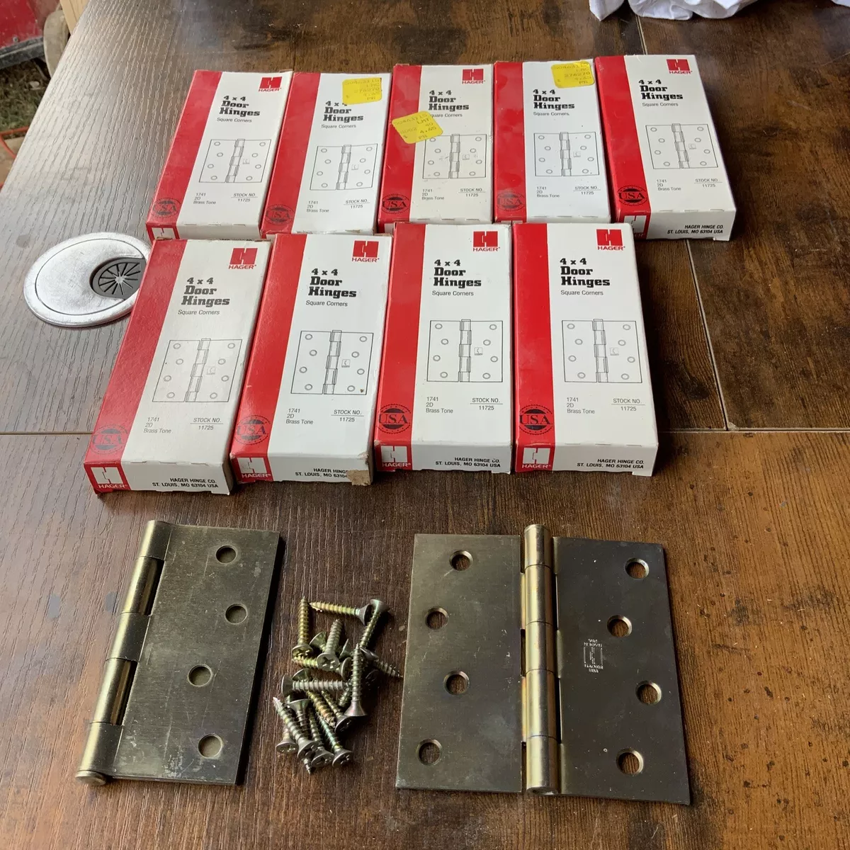 Lot Of 10 Hager 4 X 4 Brass Tone Door Hinges Square Corner 11725 Butt Hinges