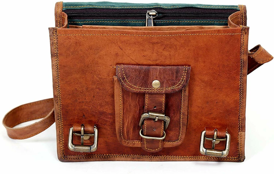 9 " Handmade Echt Ulitmativen Leder Mini Schulranzen Satteltasche Retro Rustikal - Bild 2 von 4