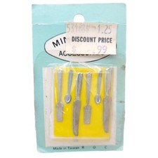 Vintage New Dollhouse Cutlery Spoon Fork Knife Utensils Silverware 1:6