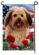 Patriotic Flowers Garden Flag - Cream Sable Puppy Havanese