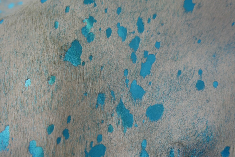 Turquoise Cowhide Rugs- Brazilian Natural Cowhides - Acid Washed ...