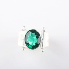 Green Emerald Stone 925 Sterling Silver 10x12mm oval Handmade Ring For Her.