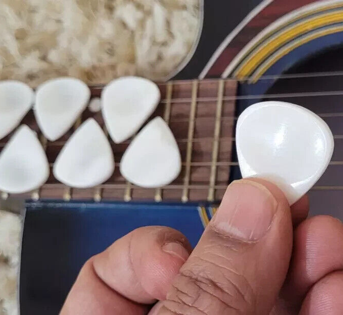 10 Handcrafted Camel Bone Guitar Picks with Thumb & Finger Grip