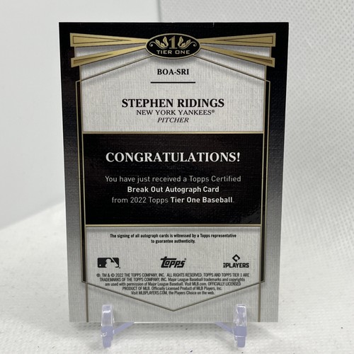 2022 Topps Tier One Break Out Auto /299 Stephen Ridings #BOA-SRI Rookie Auto RC - Picture 4 of 6