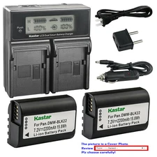 Kastar Battery LCD Dual Fast Charger for Panasonic Lumix DC-S5 DC-S5KK Camera