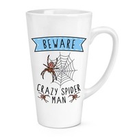 Beware VerrüCkte Spider Man 483Ml Groß Latte Becher Tasse Vatertag Freund Lustig