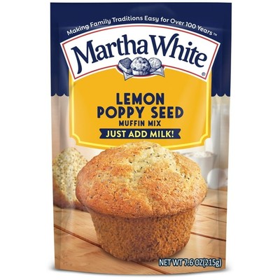 Martha White Muffin Mix Lemon Poppy Seed Flavor 7.6 oz Easy Quick Baking Snack