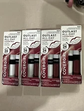 Lot of 4 Covergirl Outlast All-Day Lip Color - 860 Unique Burgundy Liquid & Top