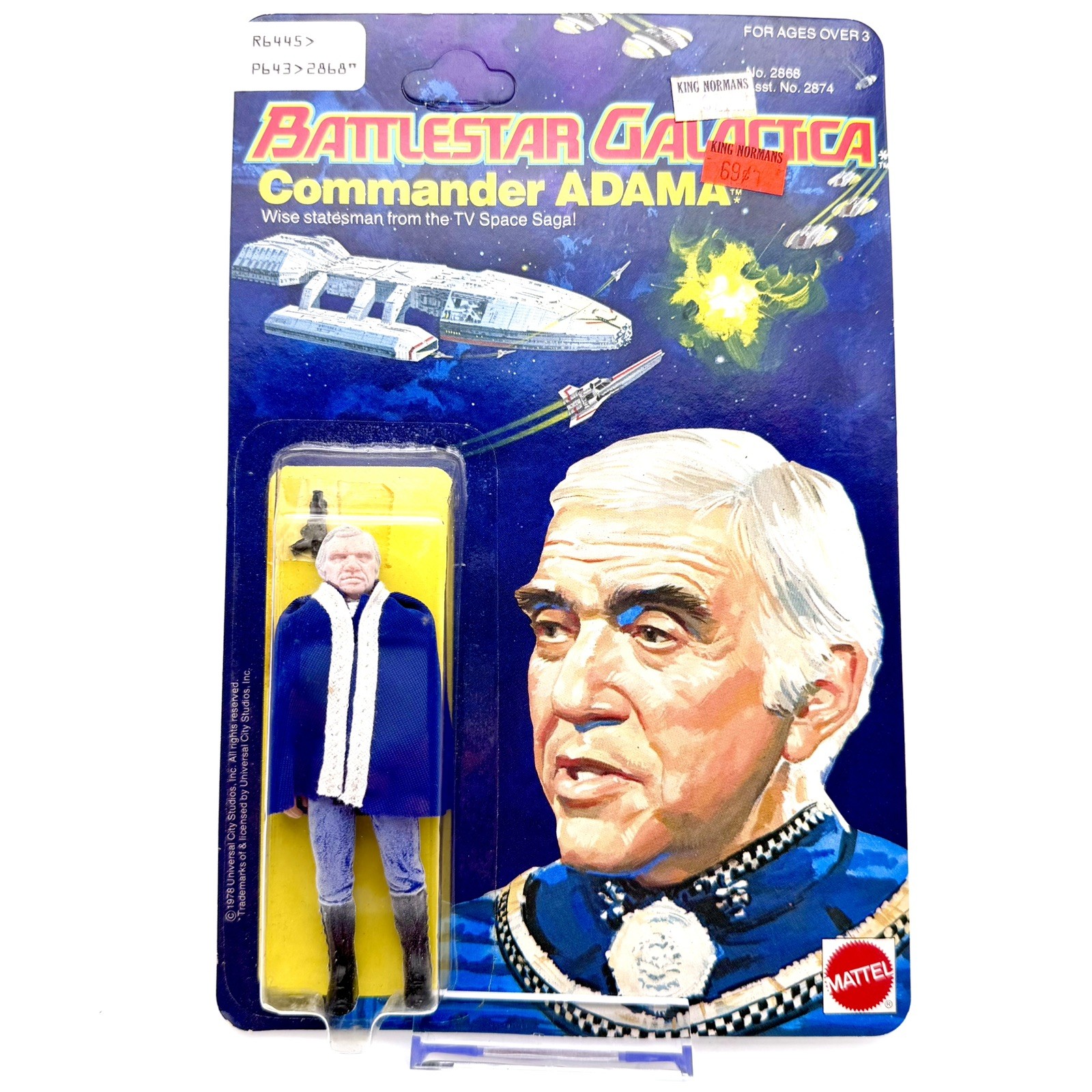 Commander Adama Battlestar Galactica 1978 Mattel Action Figure SEALED Unpunched 
