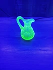Vintage green uranium glass cruet - 3+1/2" READ