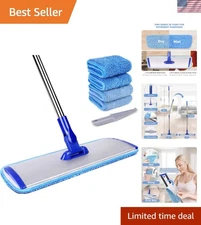 18" Professional Floor Cleaning System, Flat Mop with Stainless Steel Handle,...