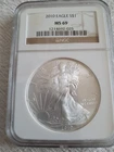 2010 AMERICAN EAGLE ONE OUNCE FINE SILVER COIN, MS 69 Grade by NGC