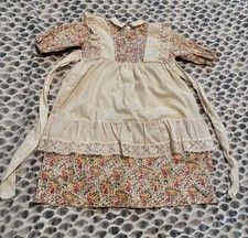 Pioneer Costume Dress Child Amish Prairie Costume Floral With Apron 3T-4T