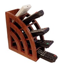 Wooden Remote Control Storage Holder Standfloral Engraved Caddy Holder Desktop O