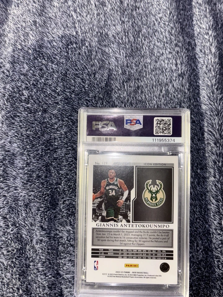 Giannis Antetokounmpo Signed 2022-23 Panini Noir #119 I #50/99 (PSA | Auto 10) - Image 2 of 2