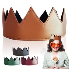 Medieval Adjustable PU Leather King Crown Gothic Punk Headband Costume Headwear